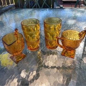 Vintage Amber Glass Serveware